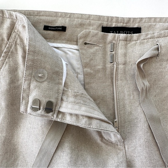 Talbots PETITE high waisted, wide leg pants with tie at the  waist, 💯 linen. - Picture 8 of 11